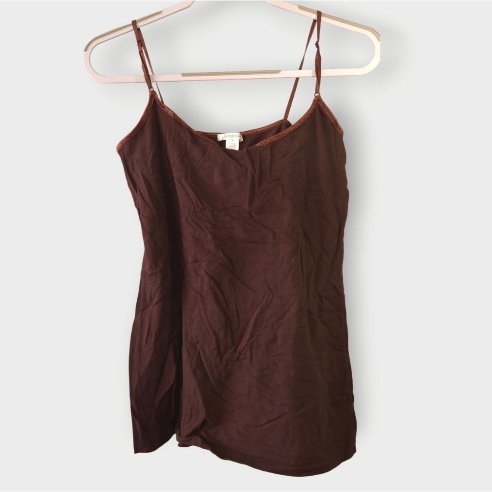 Bozzolo Chocolate Brown Shimmer Strap Cami Plus Size 2X Soft Knit Tank Top Layer